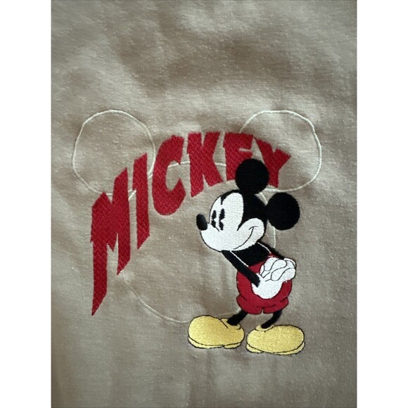 Vintage Mickey and Co Mickey Crewneck Sweatshirt Embroidered Braszos XL Tan - Picture 2 of 6